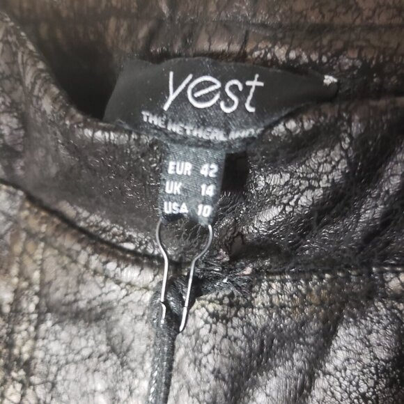 NWT Yest Sz 10 Ornika Essential Texured Vegan Leather Pants, Black/Copper (1420) - Picture 4 of 6